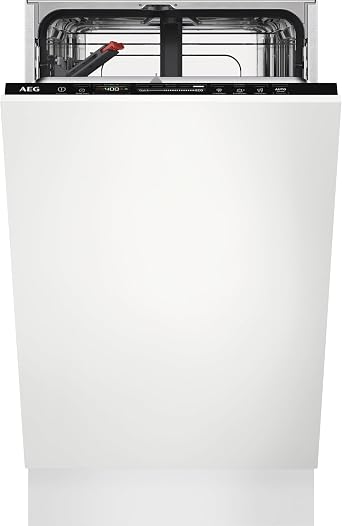 AEG 7000 Series Integrated Dishwasher FSB73427Z, 9 settings, 45cm, Airdry and SatelliteClean Technology, Delay Start, Built-In Dishwasher, Adjustable Upper Basket, dB44, 818x446x550mm, White, Class D [Energy Class D]