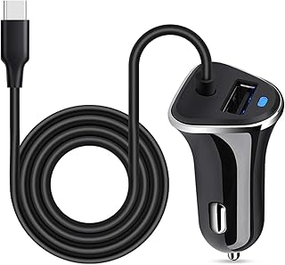 Type C Car Charger, 3.4A Fast Charging USB Car Adapter with 3ft USB C Cable for Samsung Galaxy S23 S22 S21 S20 S10 Note 20 A54 A14 A03S A13 A53 A23 A12 A32 A51,LG Stylo 6 5 4,Pixel 7 Pro 6a 6 5 4 3a