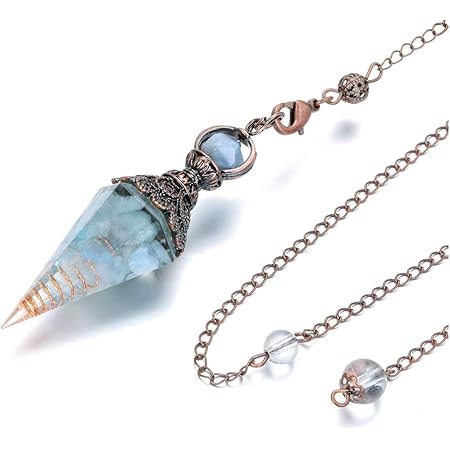 TUMBEELLUWA Orgone Crystal Point Pendulum For Divination & Dowsing - 7 Chakra Healing Stone Pendant With Yoga Charms (35cm Total Length) - View #12