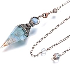 JOVIVI Aquamarine Dowsing Pendulum Crystal Healing Blue Hexagonal Gemstone Crystals Point Pendulum for Divination Scrying Dowser