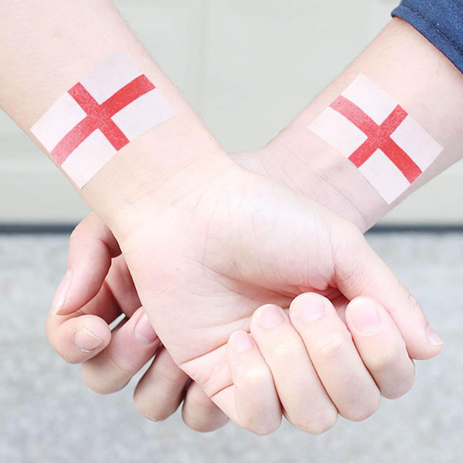 15 banderas manivelas a mano, 10 pegatinas de tatuaje, bandera de Inglaterra, bandera de Inglaterra, banderines de Inglaterra