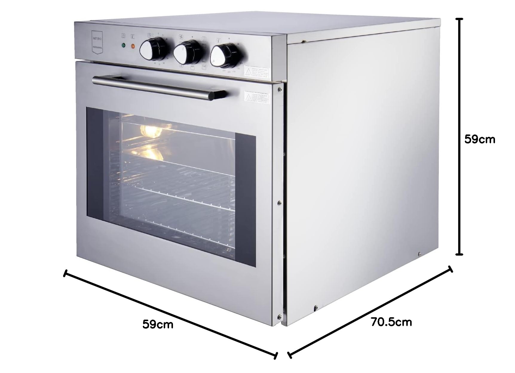METRO Professional Four à convection GCO2001, Acier inoxydable, 59 x 70.5 x 59 cm, 2200 W, 4 programmes, Fonction minuterie, 2 plaques de cuisson, plage de température : 50 à 300 °C, argenté