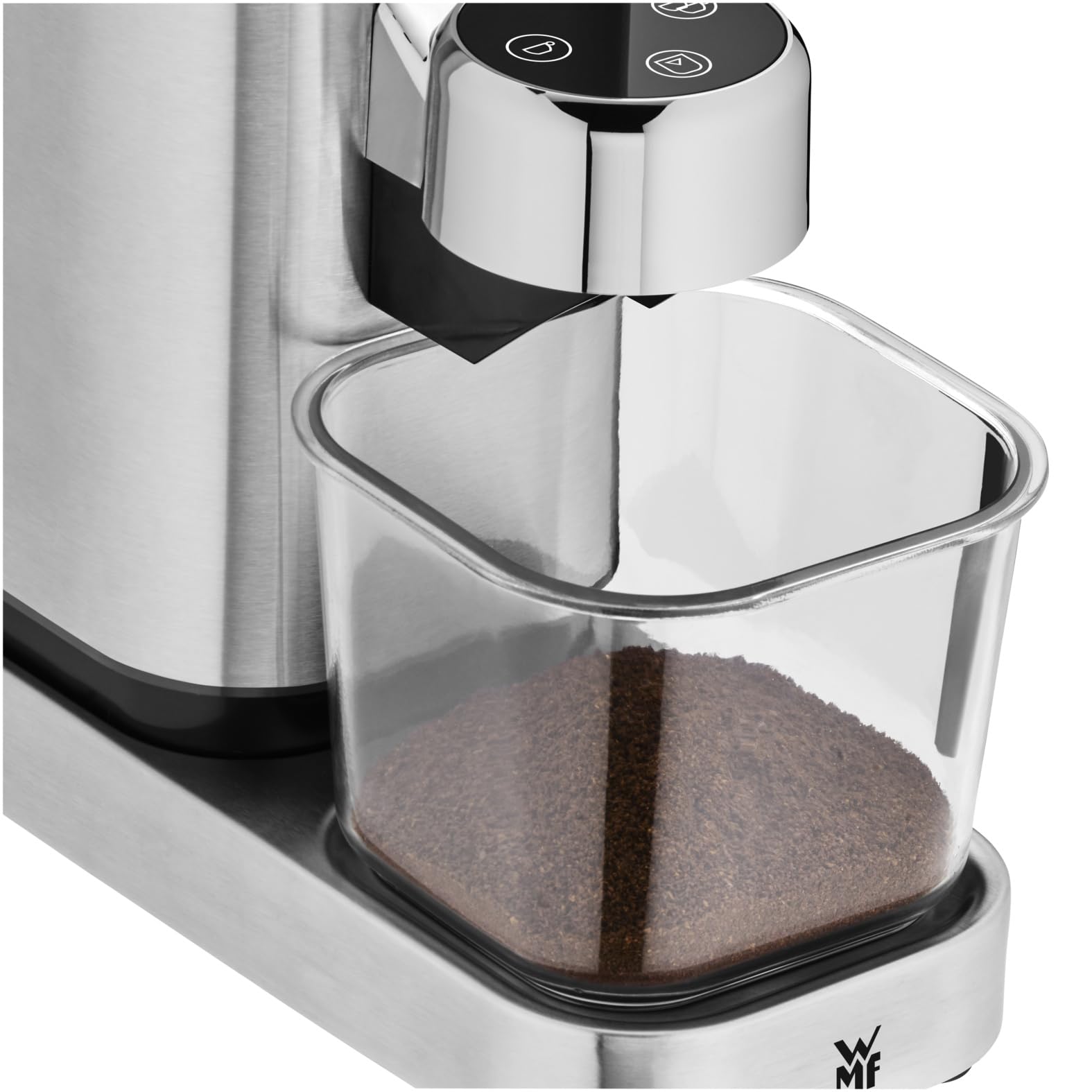 WMF Lumero elektryczny młynek do espresso 150 W, przyciski dotykowe LED, 40 stopni mielenia, pojemnik na kawę, stal nierdzewna Cromargan matowa