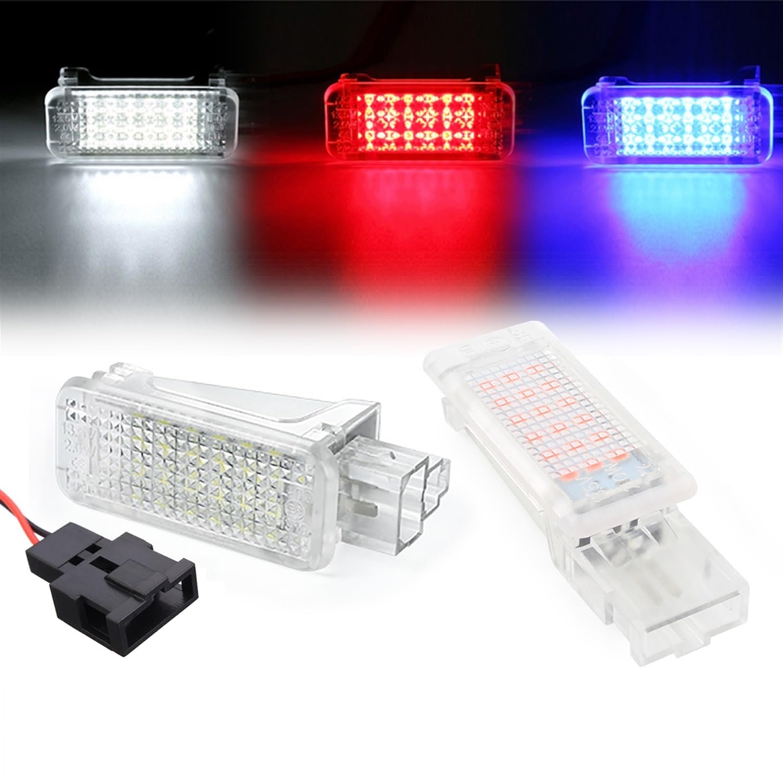 2 uds LED luz for reposapiés Compartimento de Equipaje guantera lámparas, for Seat, Ibiza Leon Toledo Altea Alhambra Cordoba MII Exeo Luces Interiores del Maletero(RGB Kit 1)