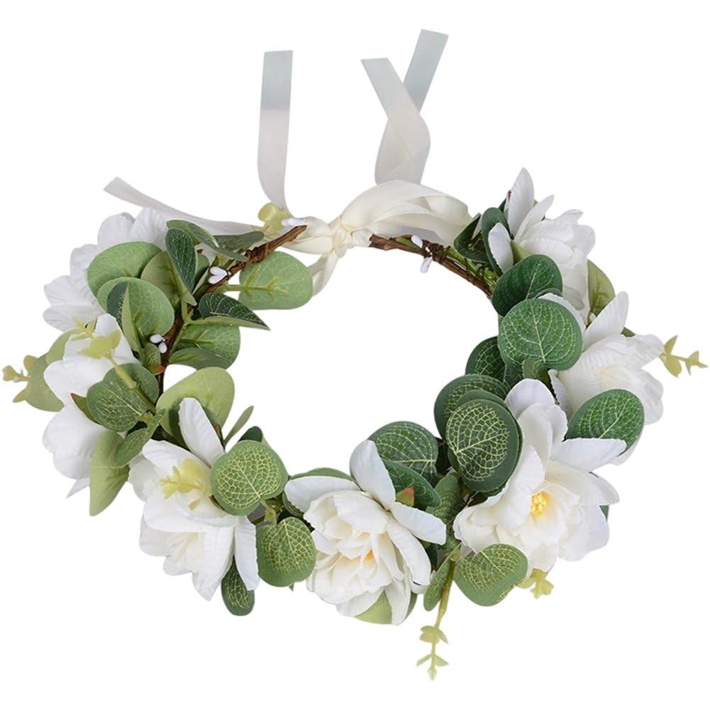 Sslvya Artificial Flower Crown Headband Floral Headpiece Fairy Hair Wreath Flower Headbands for Women Birthday Wedding Party Hair Accessories
