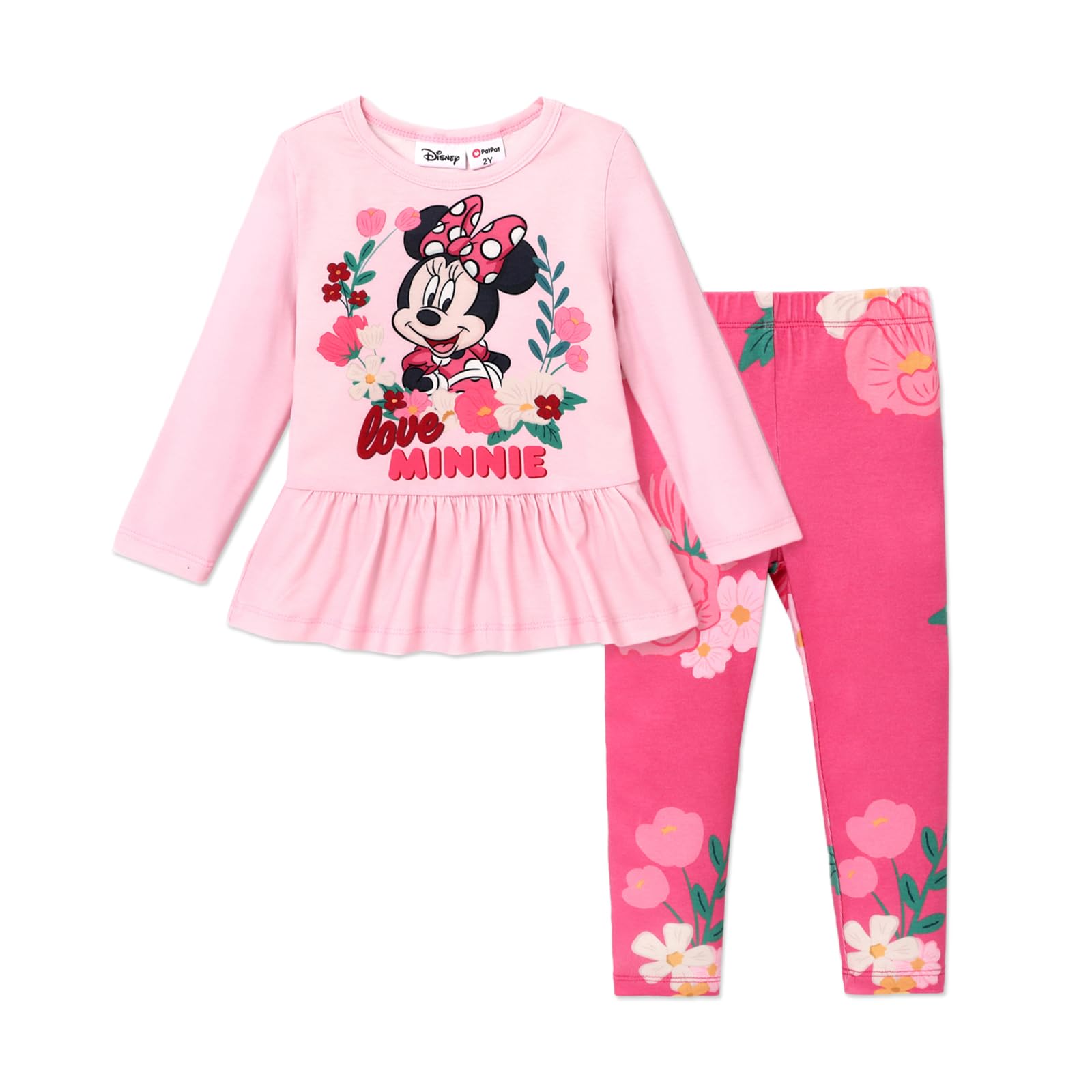 Disney Princess Toddler Girl Outfit Long Sleeve T-Shirt Dress and Striped Leggings Fall Casual Girls Clothing Sets