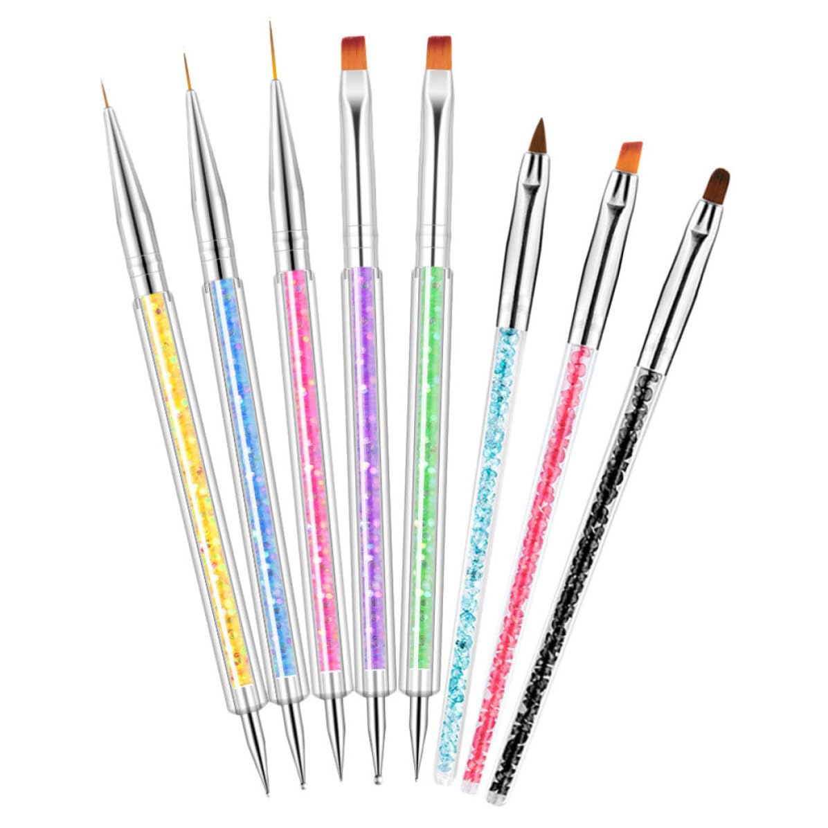 Wear-resistant Double-ended Nail Art Pens Set 8 Pieces Professional Dotting Tools Portable Nail Decorating Brushes for Home and Salon Use