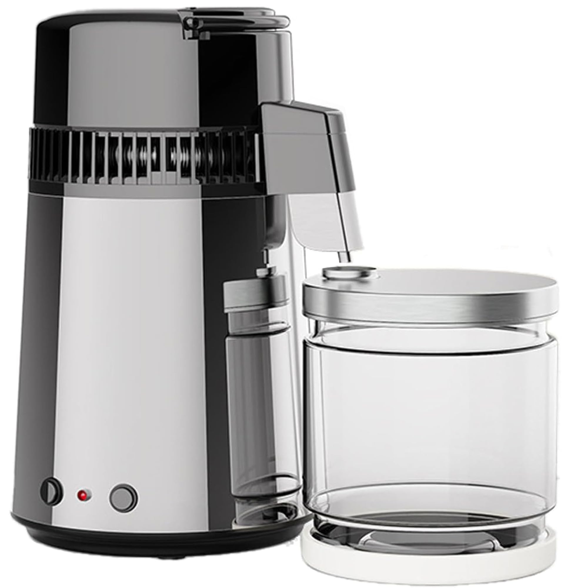 Dispensador de Agua Destilada, Dispensador de Agua Destilada Dental 750W, Dispensador de Agua Destilada para el Hogar 4L con Botella de Vidrio, Funcionamiento con Doble Botón, Protección contra