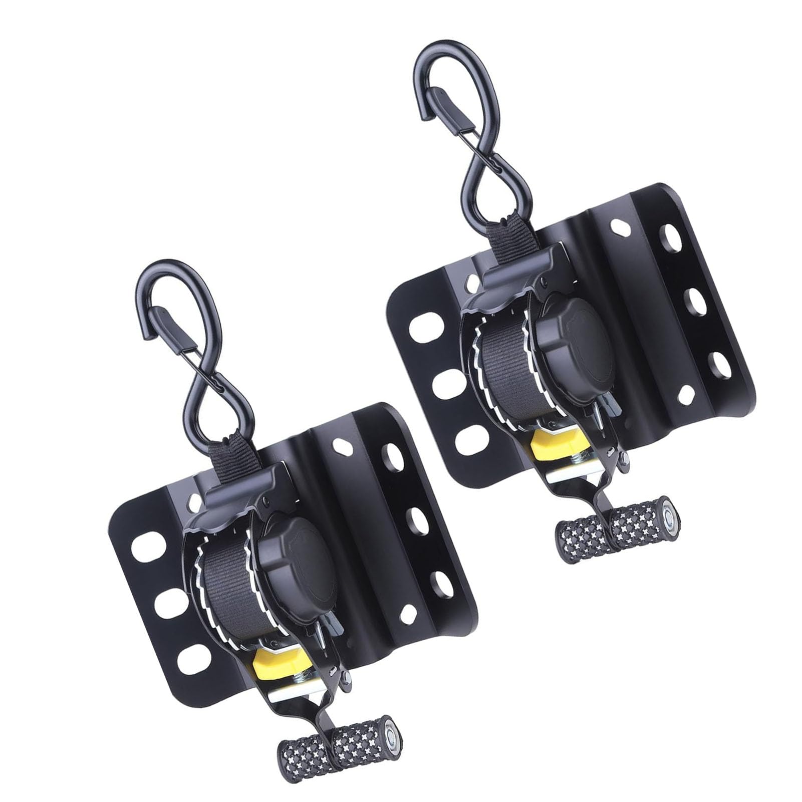 Cinghie di Ancoraggio a Cricchetto Automatico Retrattile da 2 Pezzi con Clamp/Holder - Kit Tenditore a Cricchetto per Carico Adatto per Auto, Moto, Traslochi
