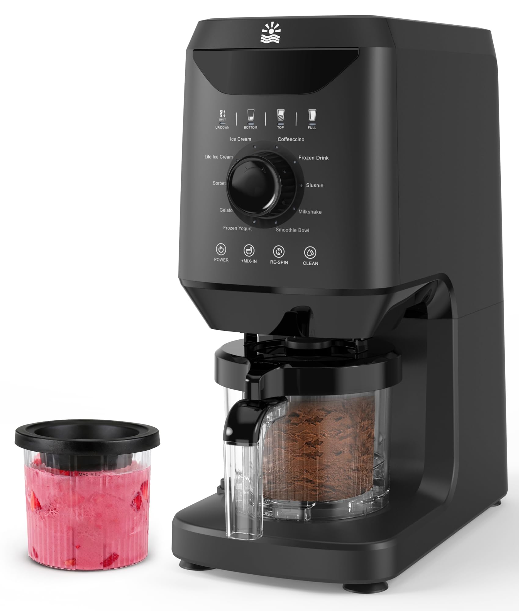 12-in-1 Ice-Cream Maker Machine – Self-Cleaning Frozen Yogurt Maker with 11 Preset Programs for Gelato, Slushies, Milkshakes, Sorbet &amp; Mix-ins, Includes 2 Pint Containers for Home &amp; Office