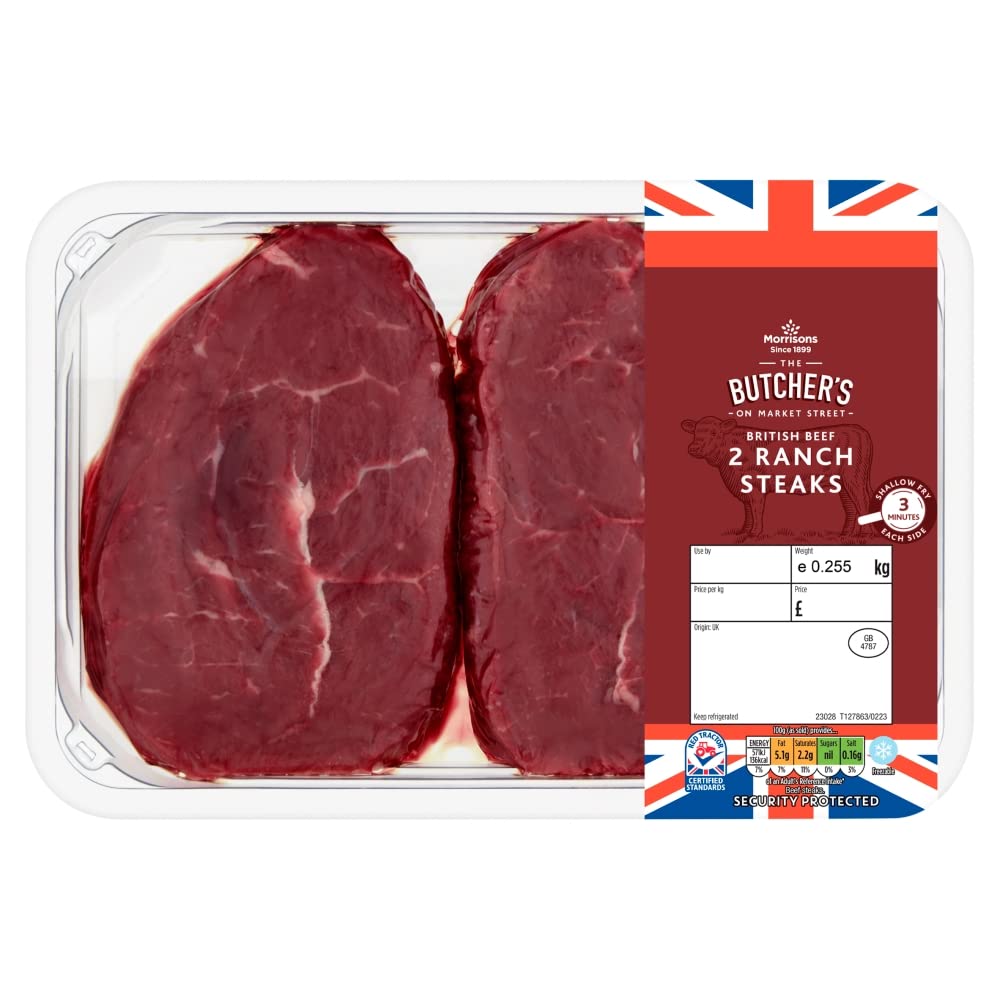 Morrisons The Butcher's On Market Street 2 British Beef Ranch Steaks 0.255kg