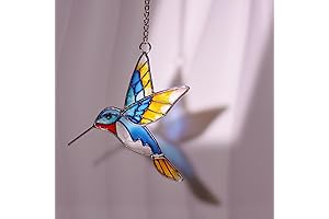 Vibrant Hummingbird Stained Glass Suncatcher for Bird Lovers