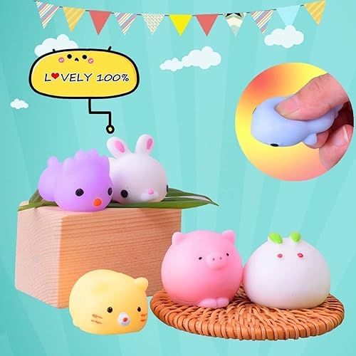 Miniatura 5 de Paquete de 60 juguetes Mochi Squishies para fiestas de niños de 4 a 8, mini juguetes esponjosos para aliviar el estrés, premios a granel, bolsas de