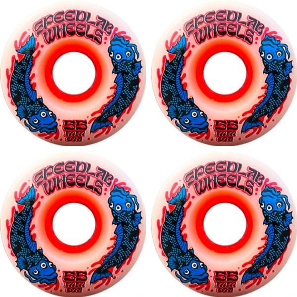 Koi White/Red/Blue Skateboard Wheels - 55mm 97a (Set of 4)