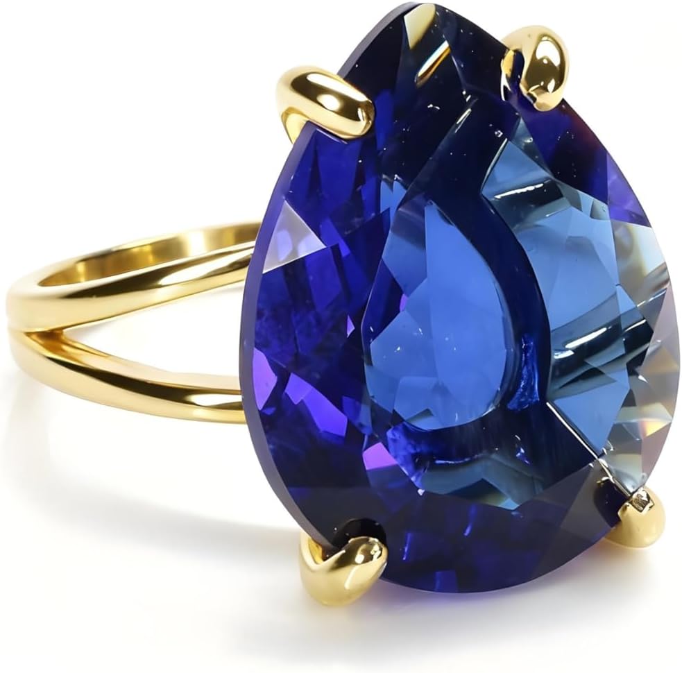 Custom Sapphire Ring in 14k Gold - Handcrafted Pear Shaped Ring - Fashion, Engagement, Wedding, Cocktail Rings for Women