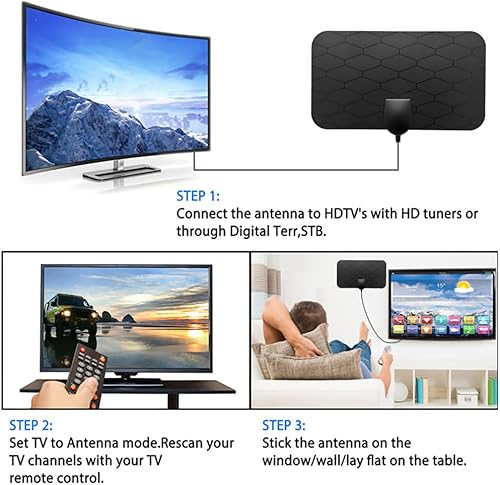 Miniatura 3 de Antena de TV Antena digital para interiores, antena de TV portátil para canales locales, recepción de 360, soporte de televisión inteligente 4K