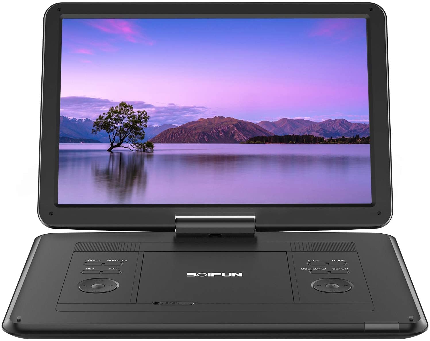 Lettore DVD Portatile da 17,5" con Schermo HD da 16", Batteria Ricaricabile da 6 Ore, Supporto USB/SD Card/Sync TV e Diversi Formati di Disco, Altoparlante Ad Alto Volume, Nero