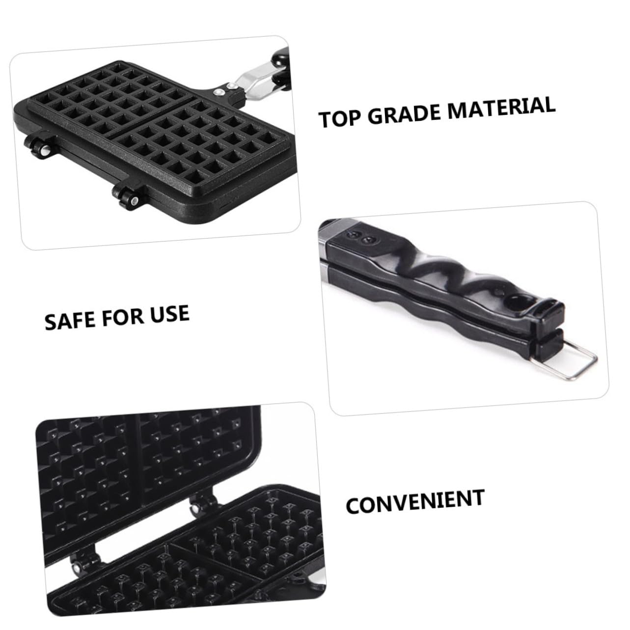 Artibetter Stampo per Waffle in Alluminio Fuso Nero, Antiaderente e Lavabile, Resistente al Forno per Uso Domestico, per Cucina Creativa e Dolci Soffici