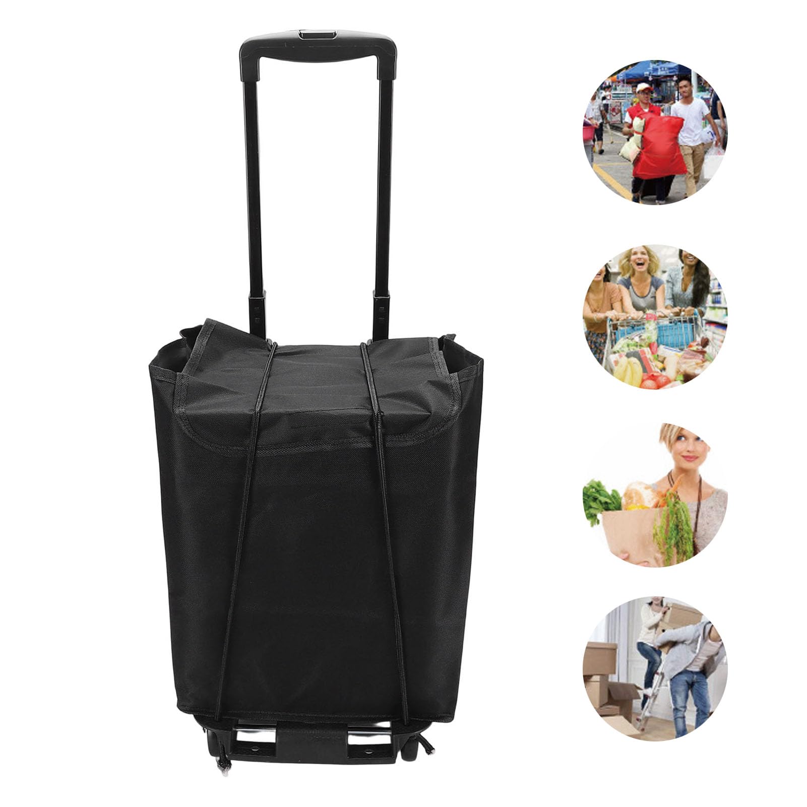 Fockety Carrello della Spesa con Ruote, Carrello della Spesa Pieghevole Resistente su Ruote, Carrelli Multiuso Leggeri con Borsa Rimovibile e Manico Telescopico per la Lavanderia