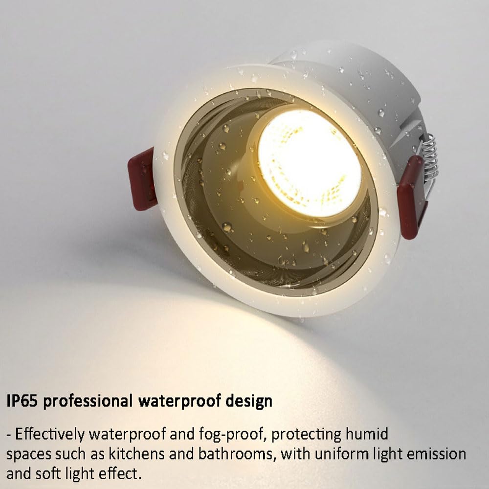 Faretti LED da Incasso, Confezione da 2, 140Lm/W, Luce per Doccia da Bagno, Faretti LED da Incasso 10W Ip65 Impermeabile, Luce da Soffitto LED da Incasso 3,3 Pollici, Fin（Silver）