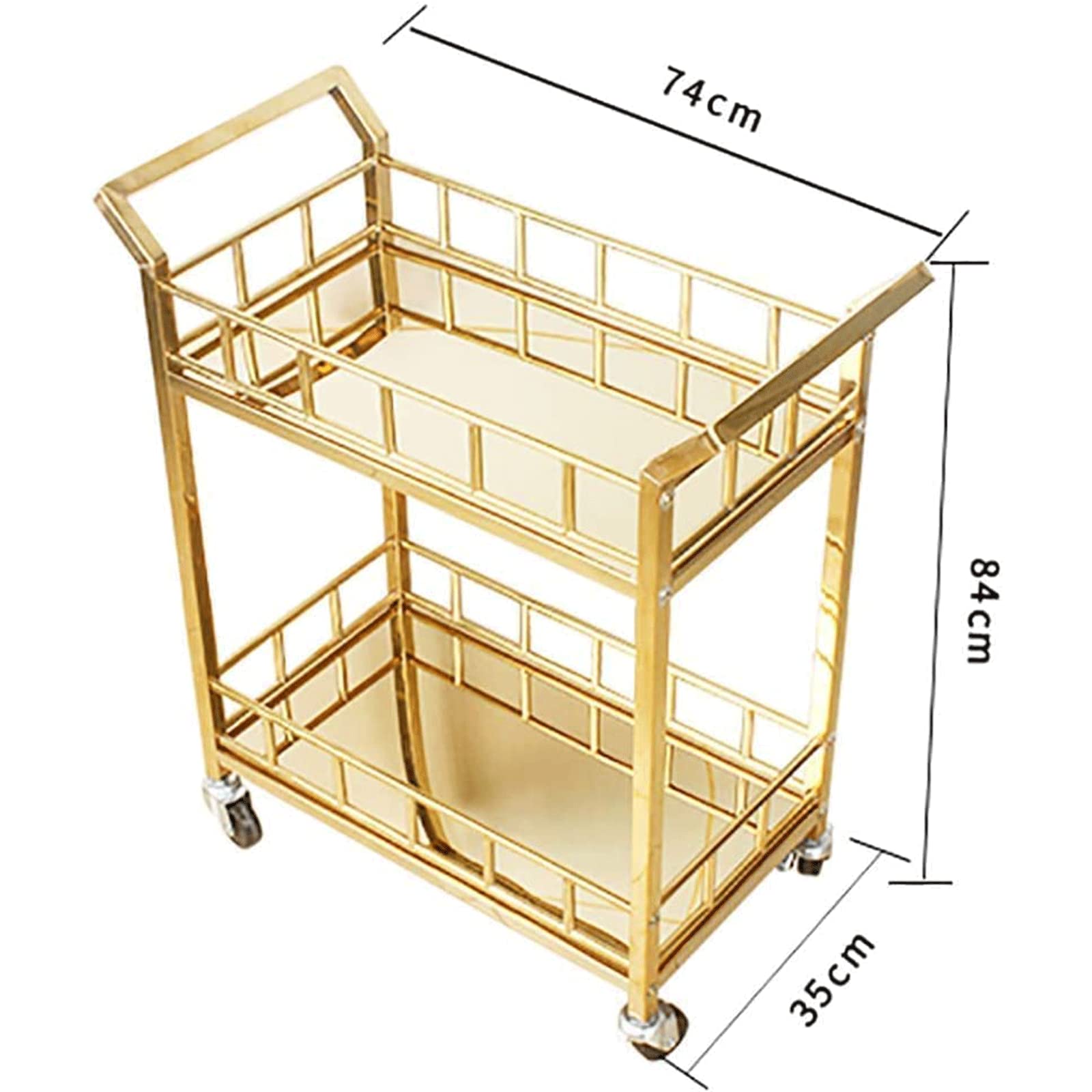 Carrello da cucina in acciaio inox - Carrello da bar a doppio strato per ristoranti, Carrello commerciale per la consegna di alimenti, Servizio da tè 4S, Carrello per bevande KTV, Carrello di servizio