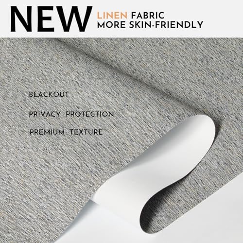 Image of Persilux Blackout Roller Shades for Indoor Window Blinds,Cordless,Linen Fabric,Thermal Insulated Fabric UV Protection Shades for Home,Office,Bedroom,Door,Blackout-Grey,Custom Size