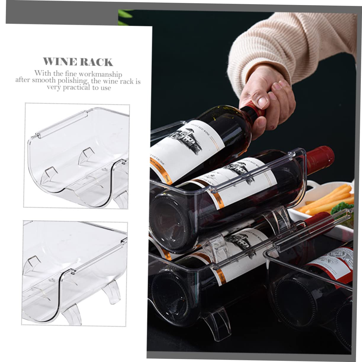 Mikinona Wine Showing Rack Home Wine Display Rack Bar Wine Display Stackable Beverage Organizer Non-Slip Bottom Safe Pet Material
