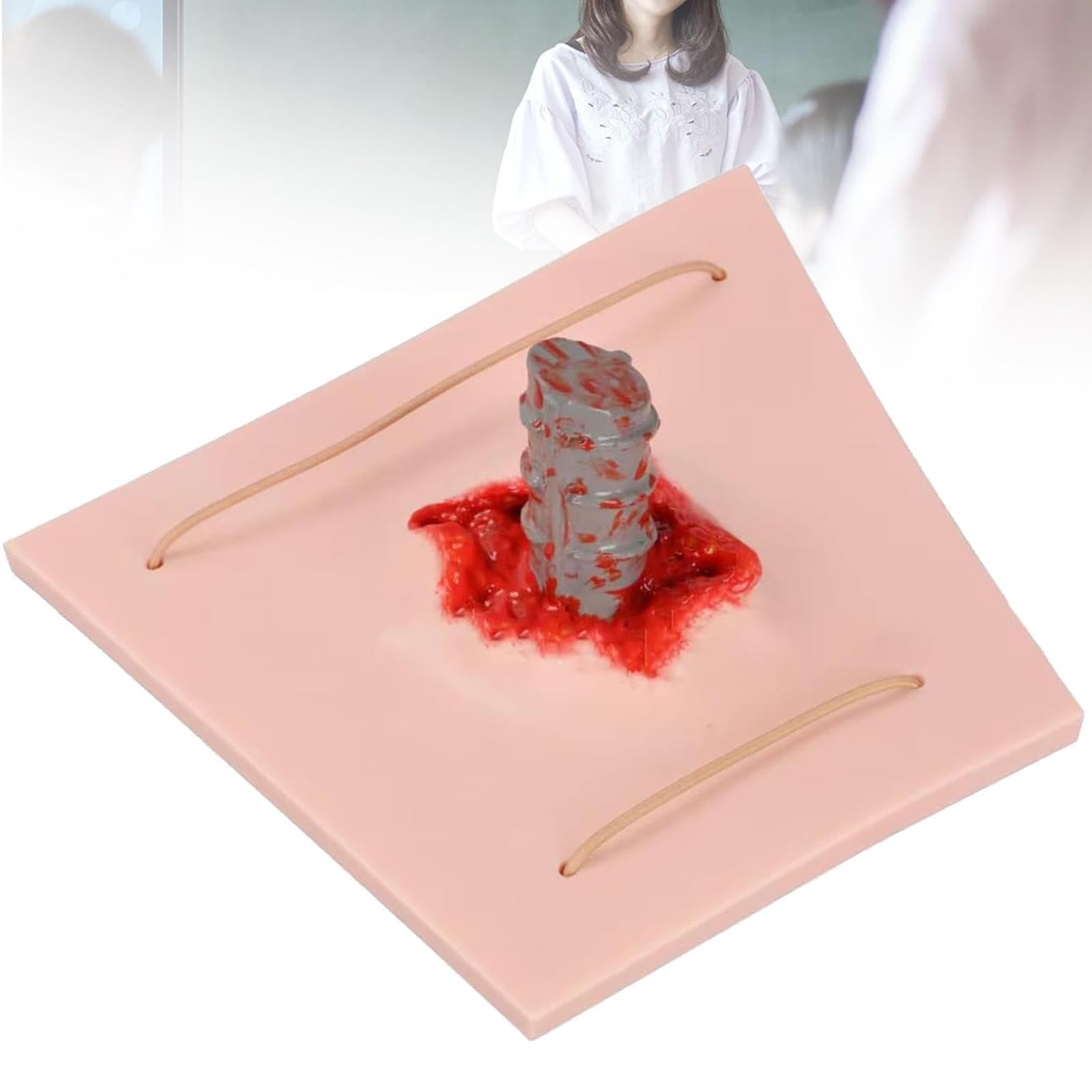 Modelo de herida por cuerpo extraño, modelo portátil de herida con cuerpo extraño incrustado, funda de simulación de trauma realista para entrenamiento de hemostasia y punción.