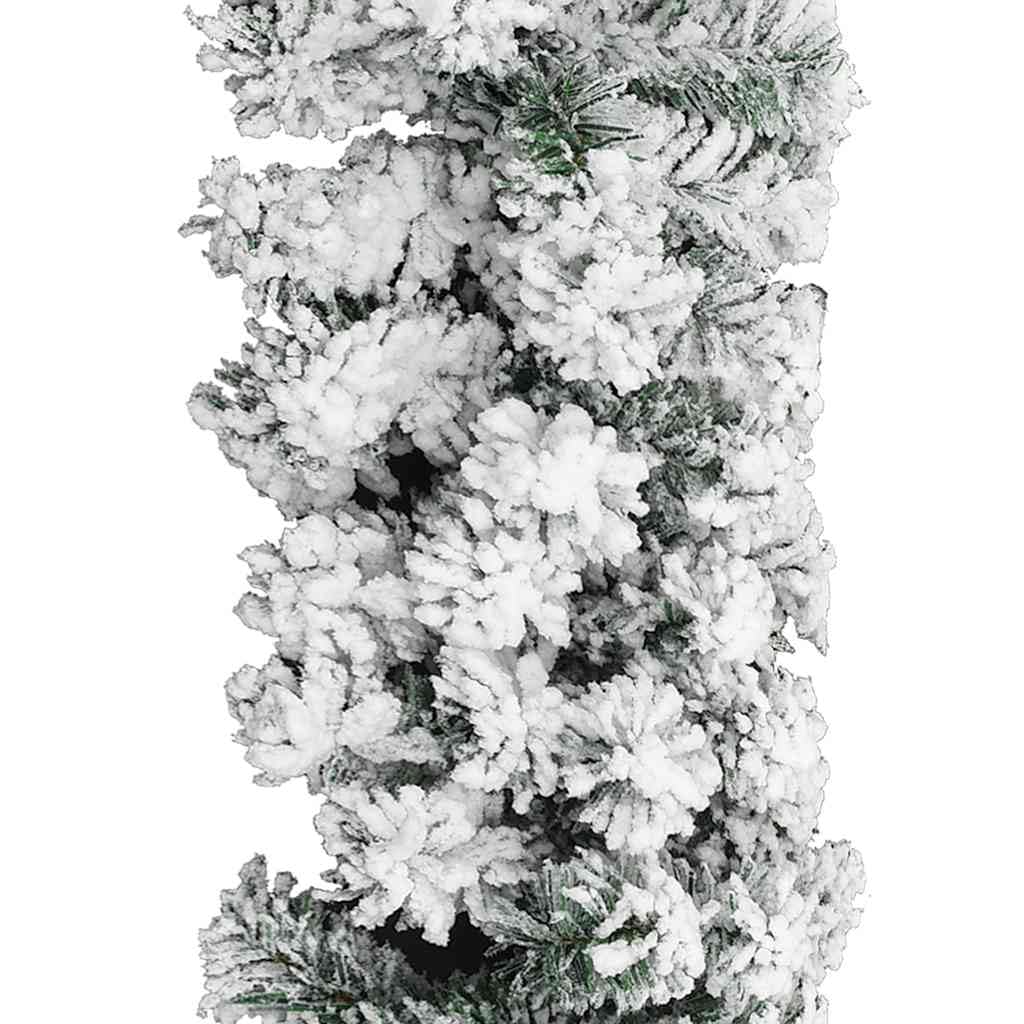 Weihnachtsgirlande mit Schnee Grün aus PVC 5 m für Innen und Außen, festliche Dekoration für Wohnzimmer, Tannenbaum und Advent, leicht zu lagern