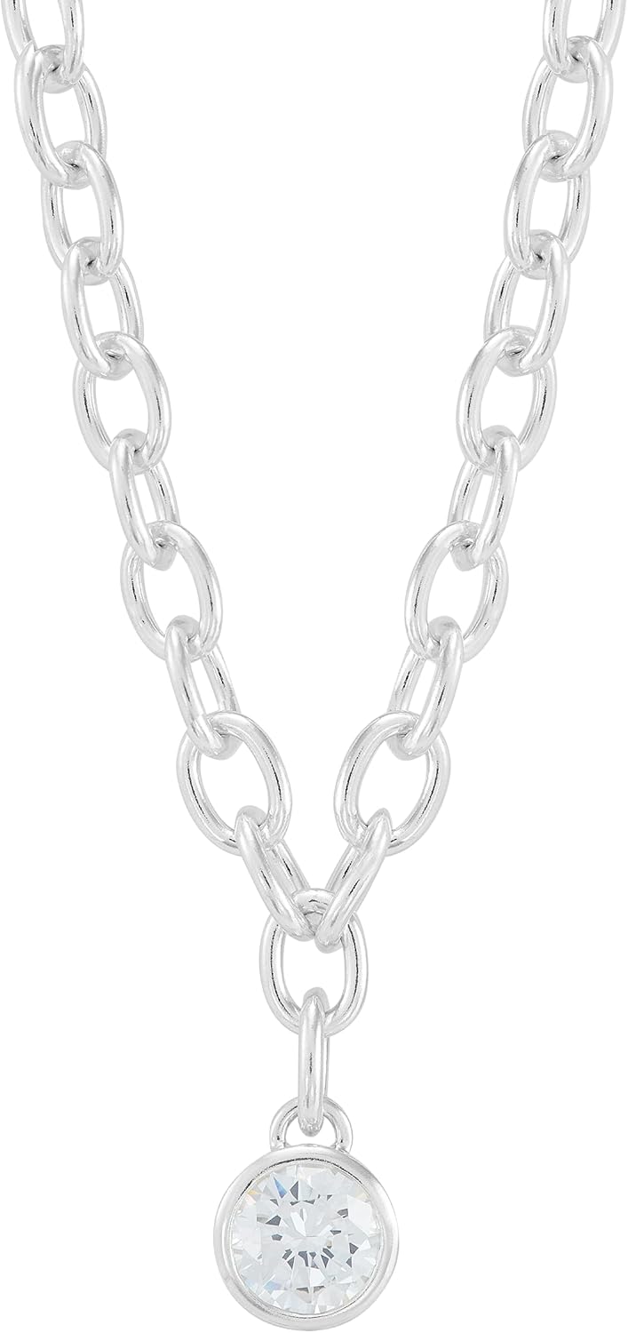 Silpada ‘Elegant You’ Sterling Silver Cubic Zirconia Necklace Jewellery, 18” + 2”, Cubic Zirconia Sterling Silver