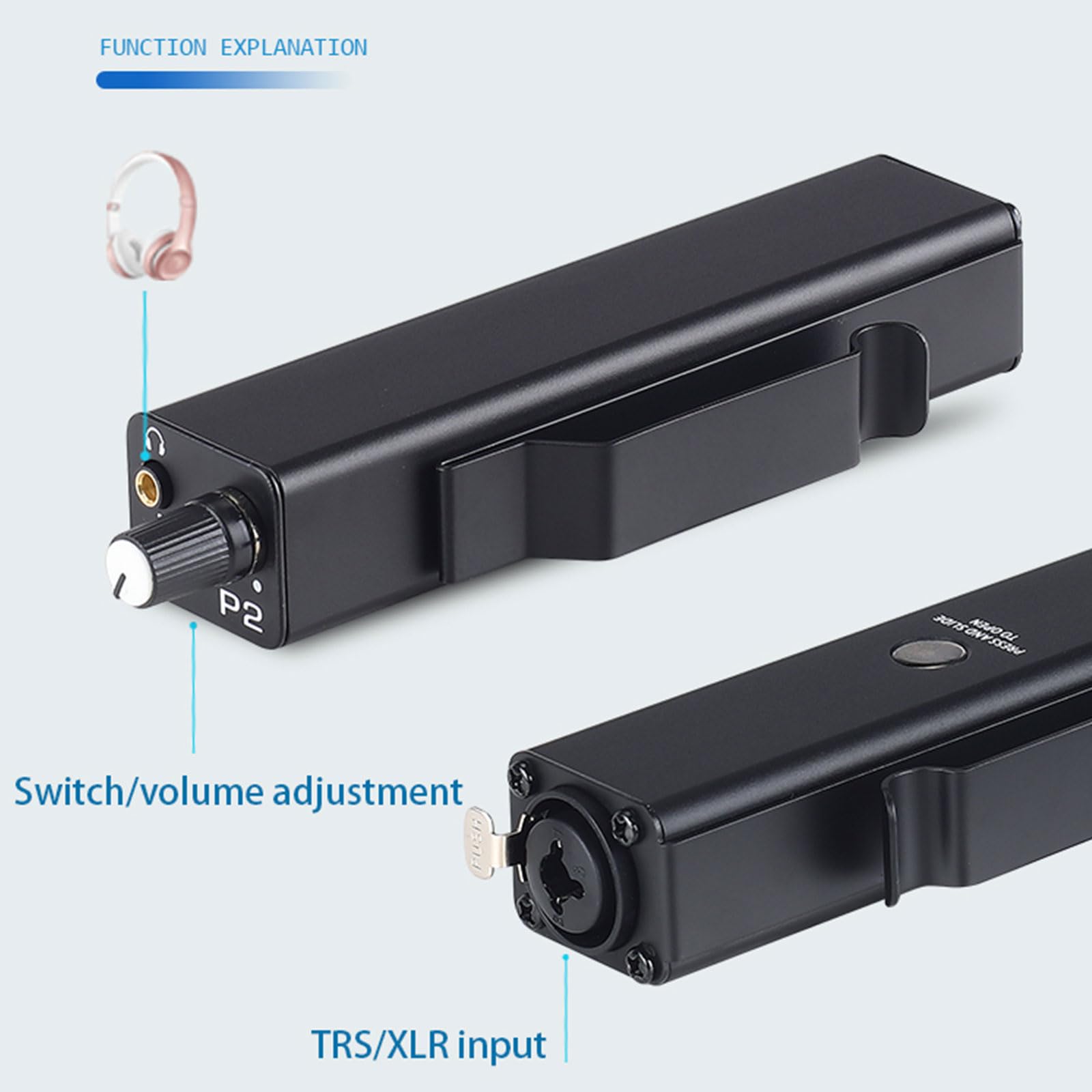 Amplificatore stereo in metallo per cuffie universalmente, amplificatore in-ear per viaggi e uso domestico, amplificatore portatile per cuffie con audio ad alta fedeltà