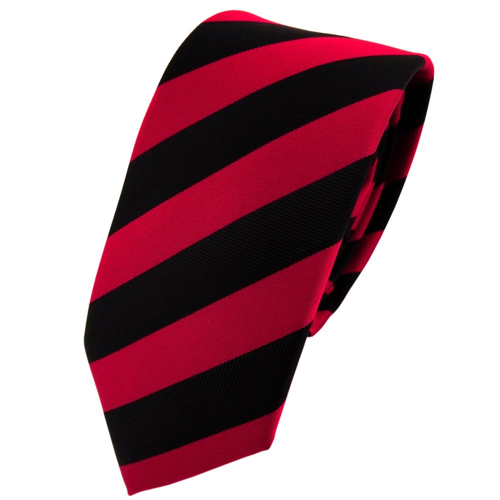 TigerTie narrow tie necktie red dark red carmine black striped