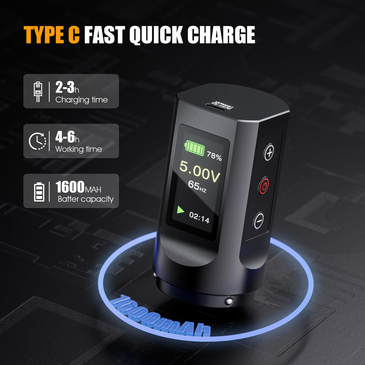 Máquina de Rotativa Inalámbrica con Pantalla LCD y Batería 1600mAh, Conexión RCA, 10 Tintas 20 Agujas para Principiantes y Artistas Kit Completo Profesional TATELF
