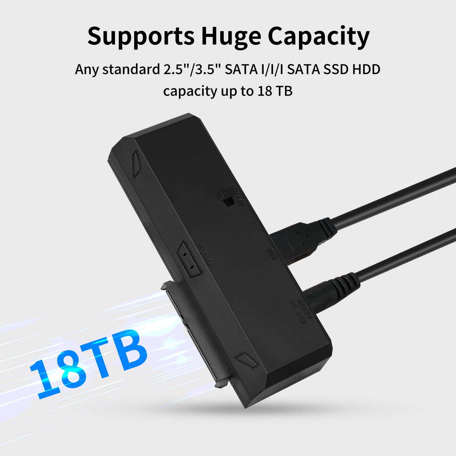 Adapter SATA na USB do dysku twardego HDD/SSD 2,5 cala, napęd optyczny, z adapterem 12 V, adapter SATA na USB 2 w 1