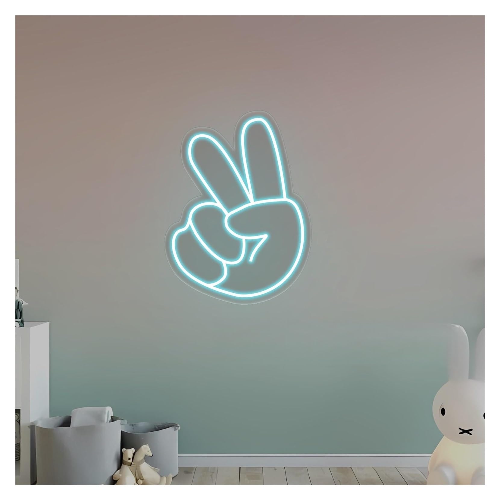 RONGCH Hanging Art Signs Victory Gesture Neon Sign,Suitable for Cafe Candy Store Wall Decor with Dimmable 31cmx40cm(D)