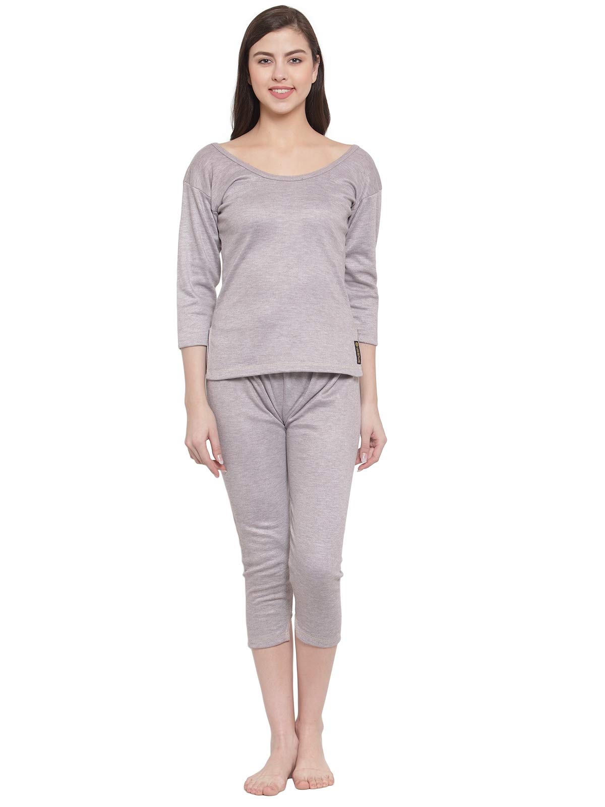 uzarus Women's Solid Thermal Top and Lower Set-picture-13