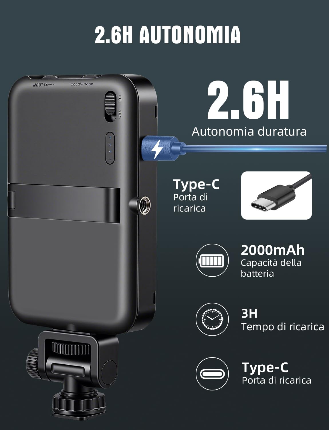 YOHOOLYO Luce Selfie per Telefono, Temperatura Colore Regolabile 2500K-9000K, 96 LED, Dimmerabile senza Livelli, CRI 95+, Magnetica, Batteria 2000mAh, per Telefono/iPad/PC/Fotocamera