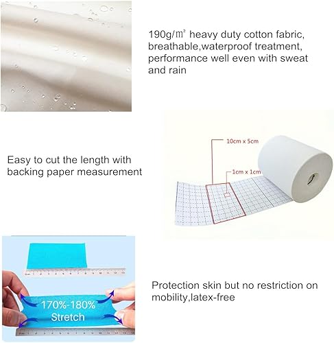 Miniatura 9 de Cinta de césped negra de 4 pulgadas x 10.9 yardas, extra ancha, cinta deportiva sin látex, cinta atlética ultra adhesiva, protege de quemaduras de