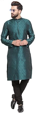 Maple Clothing Brocade Silk Mens Kurta Pajama Indian Wedding Party Wear