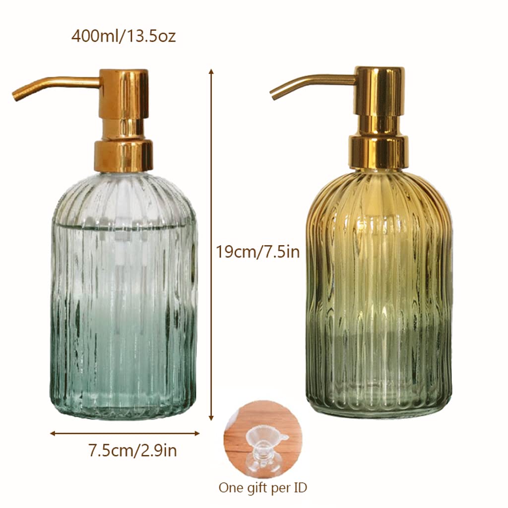 Dispenser di Sapone in Vetro a Strisce con Pompa in Acciaio Inossidabile, Dispenser di Sapone per lozione Ricaricabile per Bagno, Cucina, bancone, flacone con Pompa