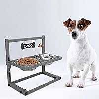Vista 10 de Cuencos elevados con comedero lento para perros grandes y medianos, soporte elevado, ajustable y antideslizante con 2 cuencos de acero inoxidable