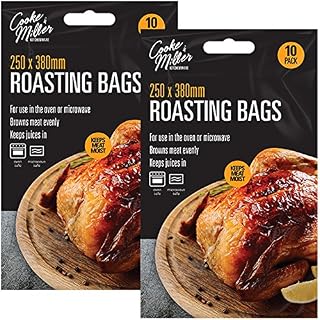 20x Large Roasting Bags 250mm x 380mm Oven & Microwave Safe for Juicy Meat Chicken Turkey Fish Vegetables