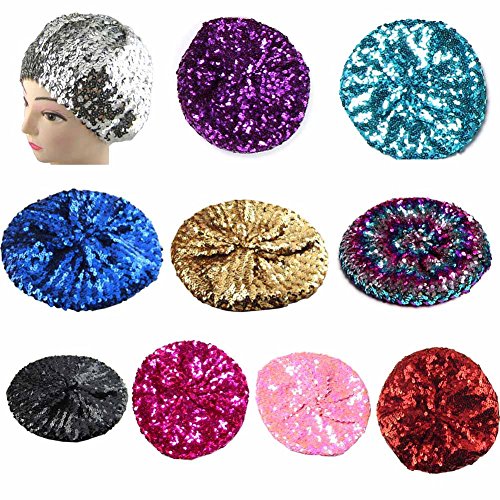 Gorro tipo boina con lentejuelas brillantes para fiesta miniatura 6