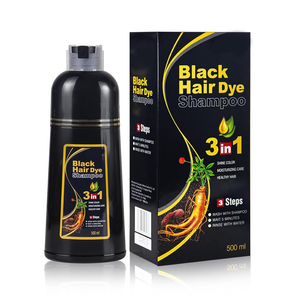 CUPBENBlack Hair Dye Shampoo,Hair Dye Shampoo 3 in 1,Instant Black Coloring Shampoo for Women Men Gray Coverage,champu con tinte para canas (Black)