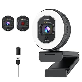 4K Webcam with Ring Light Web Cam 4K Autofocus with TOF Computer Camera 1080P 60FPS Web Camera Built-in Privacy Cover and Microphone Streaming Webcams for Zoom/Skype/Google Meet - Amazon product rated Grade A