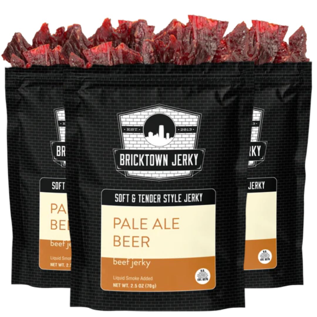 Pale Ale Beer Soft and Tender Style Best Beef Jerky - 3 PACK - Try Our Best Tasting Soft Beef Jerky - 7.5 total oz.