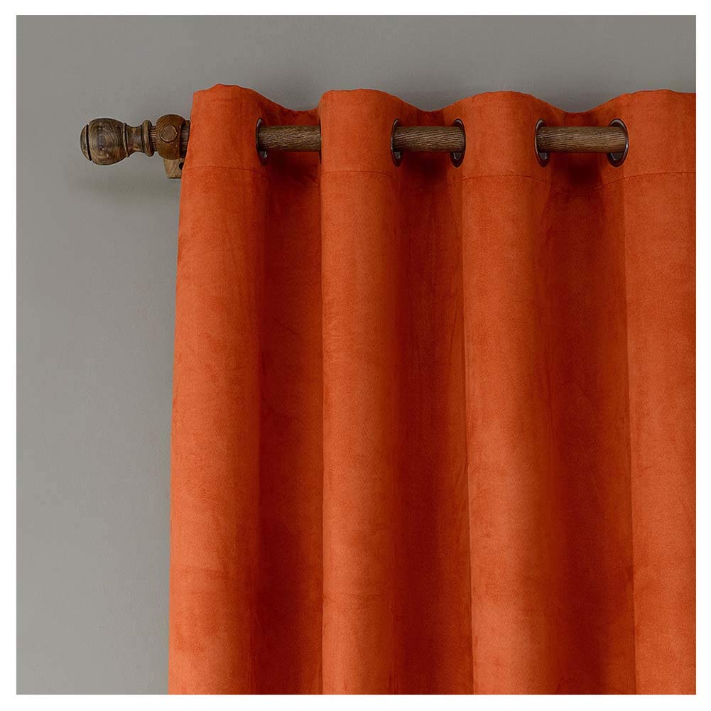 Rideaux occultants en velours orange 140x160cm à oeillets pour salon
