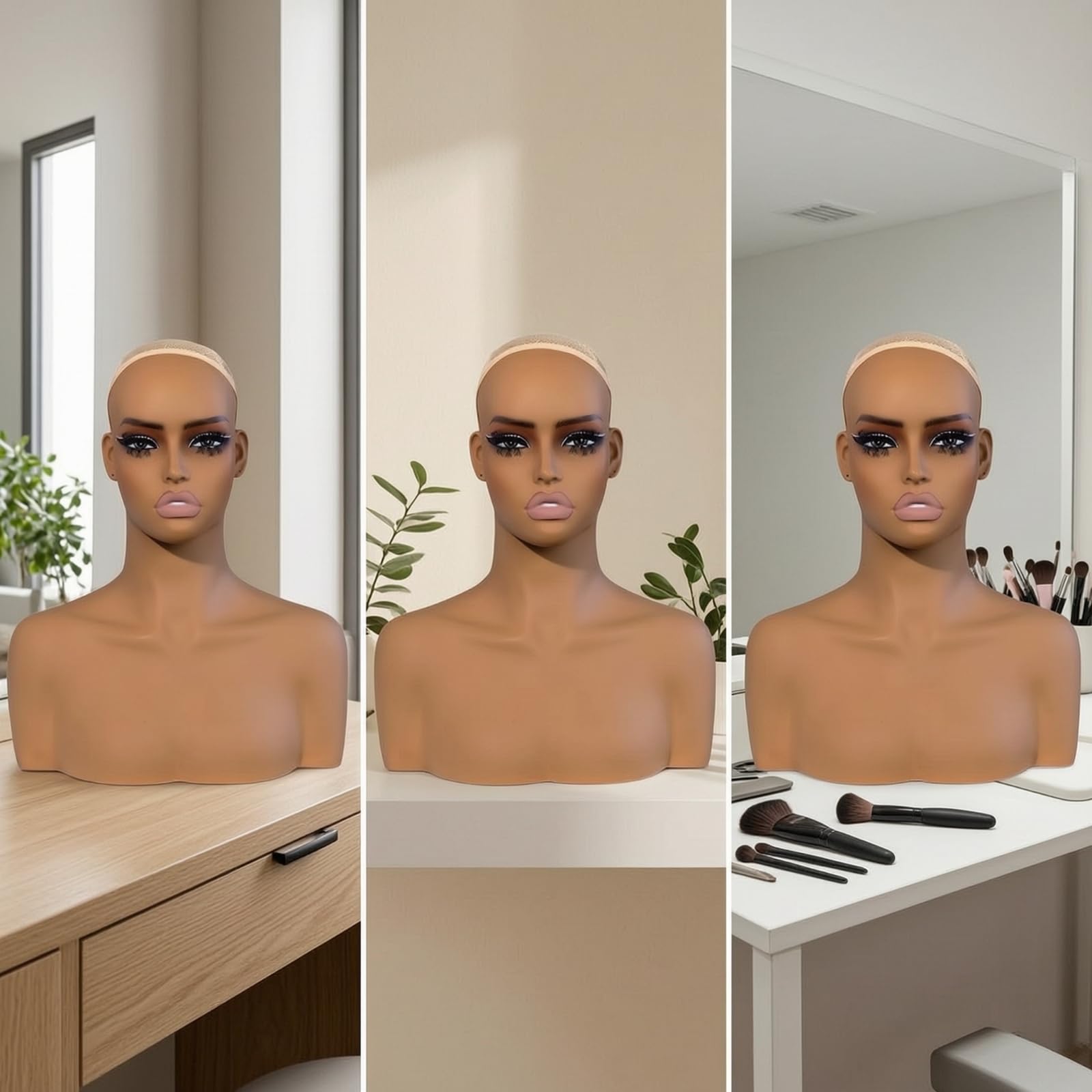 Busto Manichino con Calotta Liscio Busto da Esposizione Resistente per Parrucchieri, Studio Fotografico , DE410-BX1