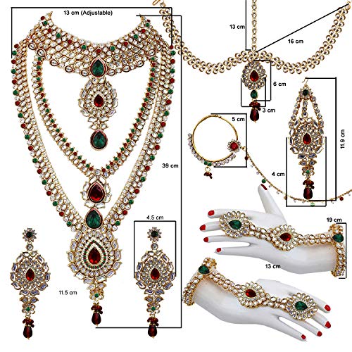 Image of Lucky Jewellery Designer Gold Plated Dulhan Bridal Jewelry Set 8 Pcs. for Girls & Women (3600-WZK-PARENT)