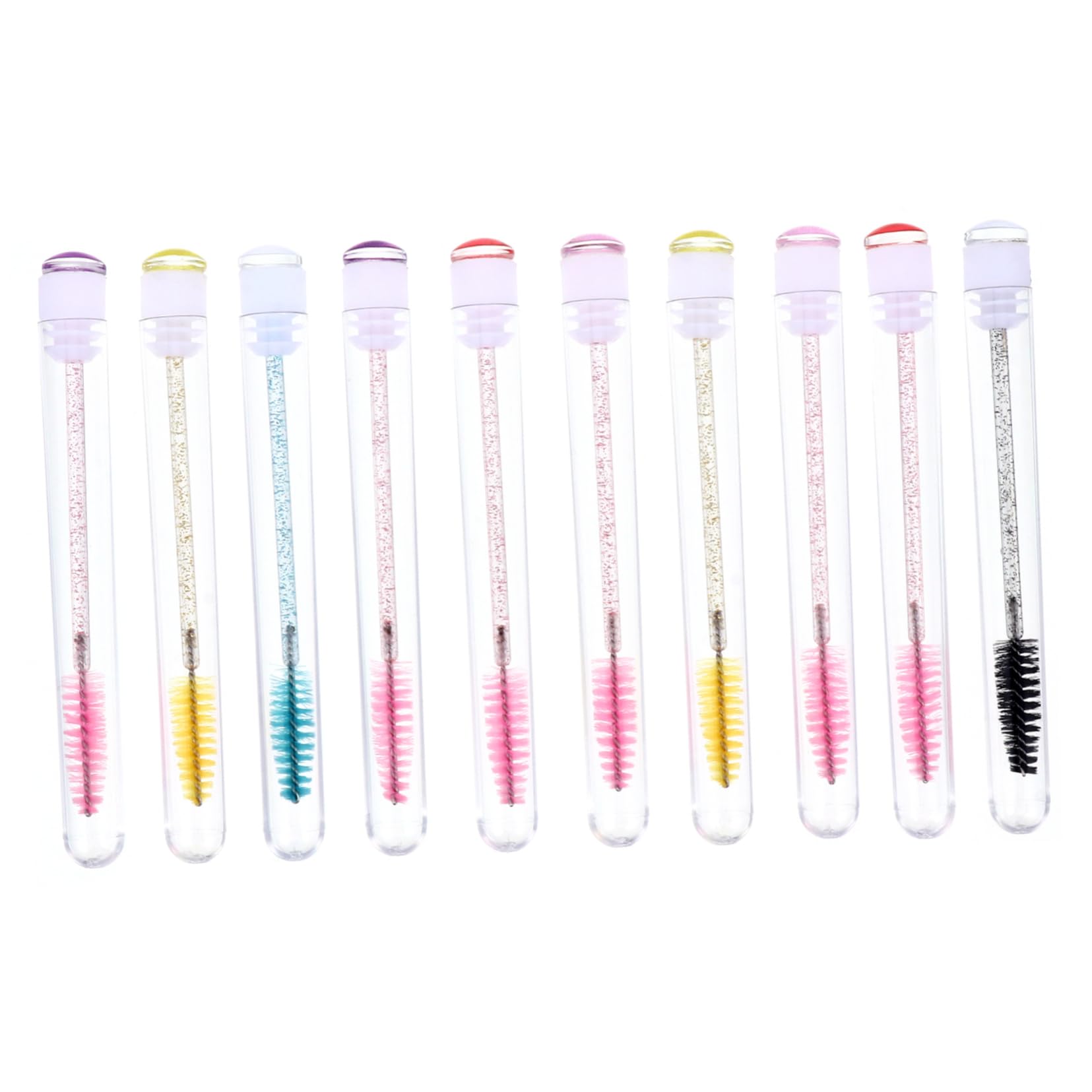 PartyKindom 10pcs Portable Diamond Eyelash Tube Brush Wands Random Eyebrow Makeup Applicator